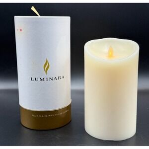 Luminara White Flameless Battery Pillar Candle 7"